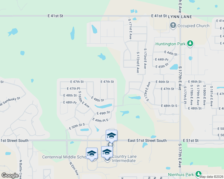 map of restaurants, bars, coffee shops, grocery stores, and more near 4730 South 168th East Avenue in Tulsa