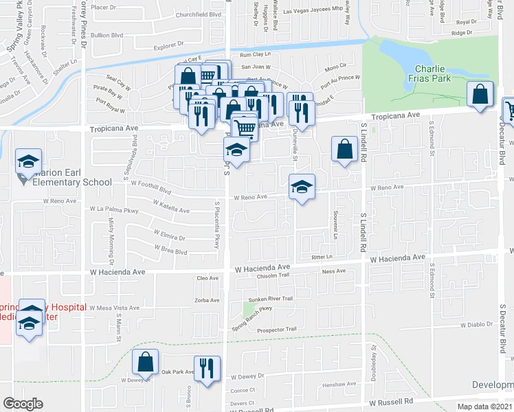 map of restaurants, bars, coffee shops, grocery stores, and more near 5146 South Jones Boulevard in Las Vegas