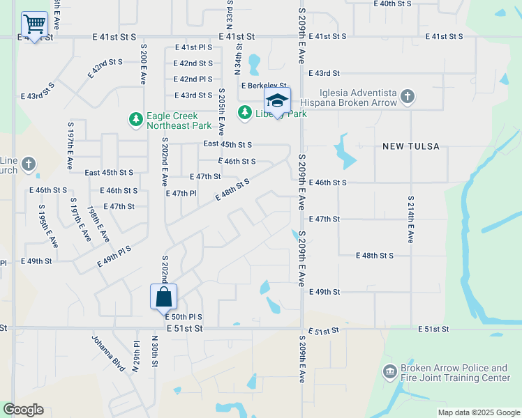 map of restaurants, bars, coffee shops, grocery stores, and more near 4411 North 35th Street in Broken Arrow