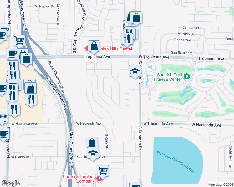 map of restaurants, bars, coffee shops, grocery stores, and more near 5115 Mountain Foliage Drive in Las Vegas