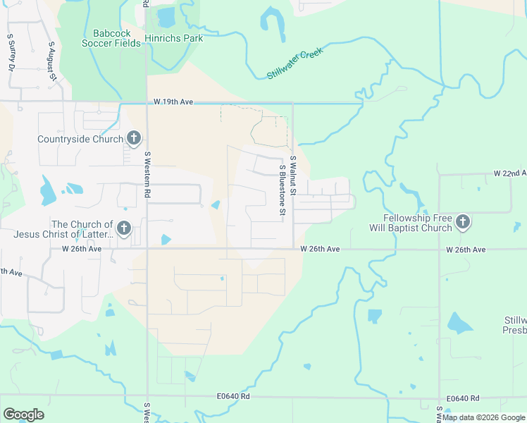 map of restaurants, bars, coffee shops, grocery stores, and more near 1621 West 24th Avenue in Stillwater