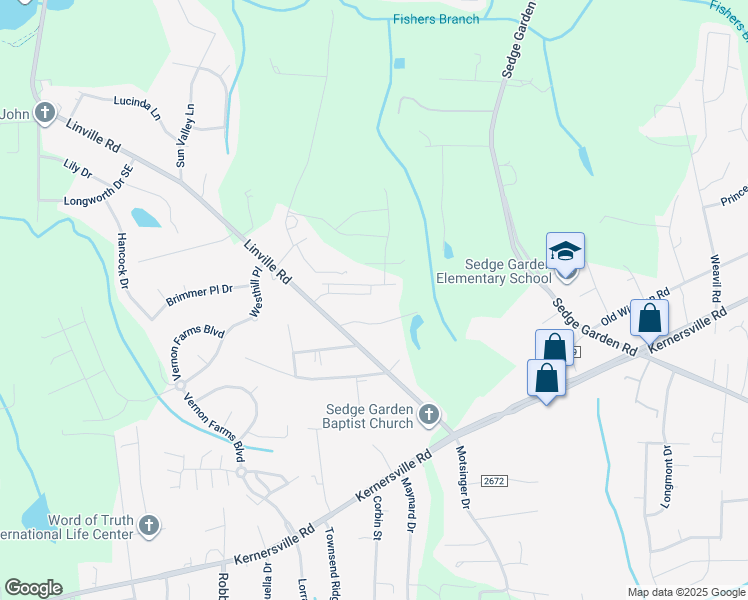 map of restaurants, bars, coffee shops, grocery stores, and more near 4798 Summerlyn Place Drive in Kernersville