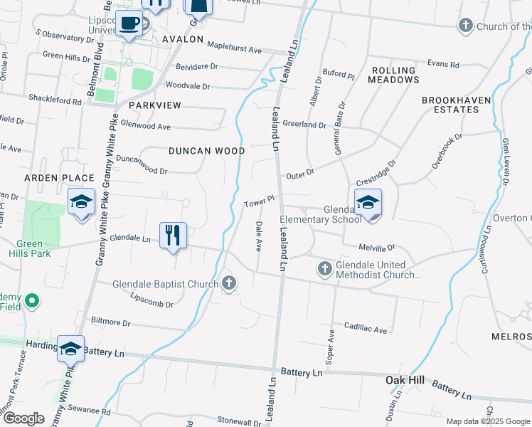 map of restaurants, bars, coffee shops, grocery stores, and more near 4302 Dale Avenue in Nashville