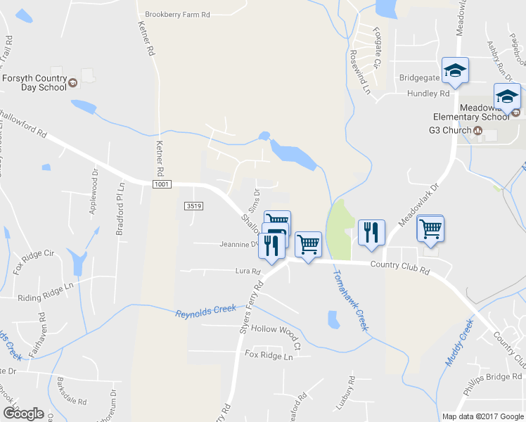 map of restaurants, bars, coffee shops, grocery stores, and more near 125 Sims Drive in Lewisville