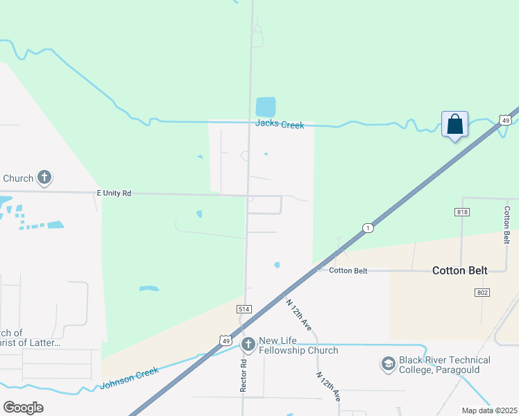 map of restaurants, bars, coffee shops, grocery stores, and more near 807 Pinewood Drive in Paragould