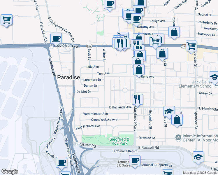 map of restaurants, bars, coffee shops, grocery stores, and more near 5155 Gray Lane in Las Vegas