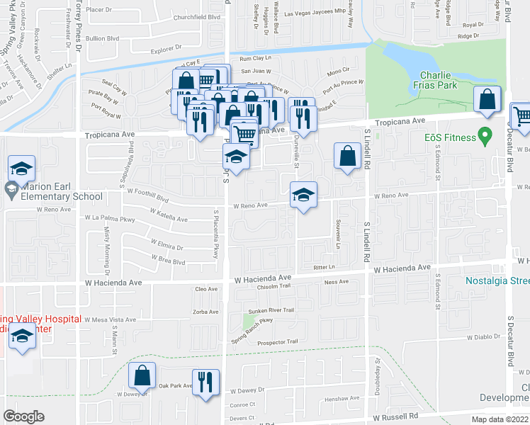 map of restaurants, bars, coffee shops, grocery stores, and more near 5146 South Jones Boulevard in Las Vegas