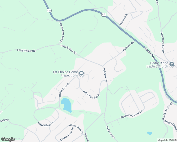 map of restaurants, bars, coffee shops, grocery stores, and more near 3005 Cambridge Shores Lane in Knoxville