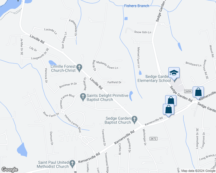 map of restaurants, bars, coffee shops, grocery stores, and more near 4736 Summerlyn Place Drive in Kernersville