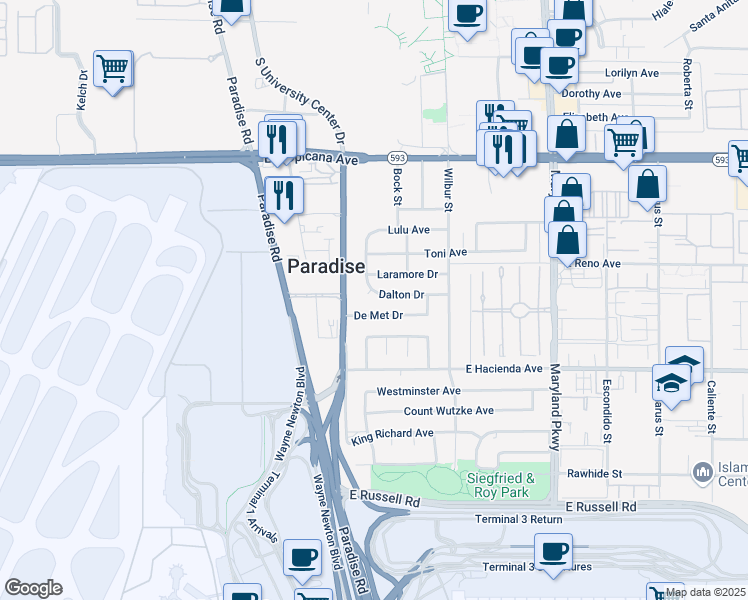 map of restaurants, bars, coffee shops, grocery stores, and more near 867 Dalton Drive in Las Vegas