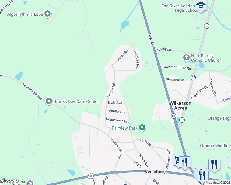 map of restaurants, bars, coffee shops, grocery stores, and more near 618 Wildaro Court in Hillsborough