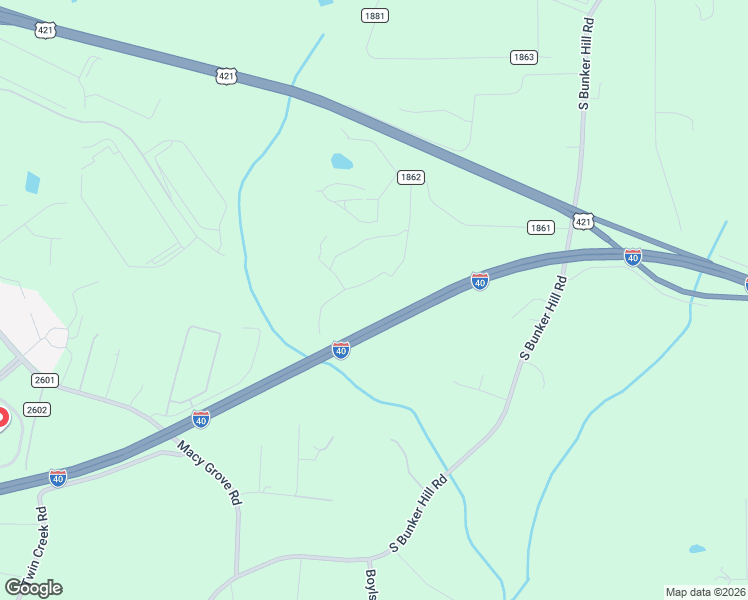 map of restaurants, bars, coffee shops, grocery stores, and more near Interstate 40 in Guilford