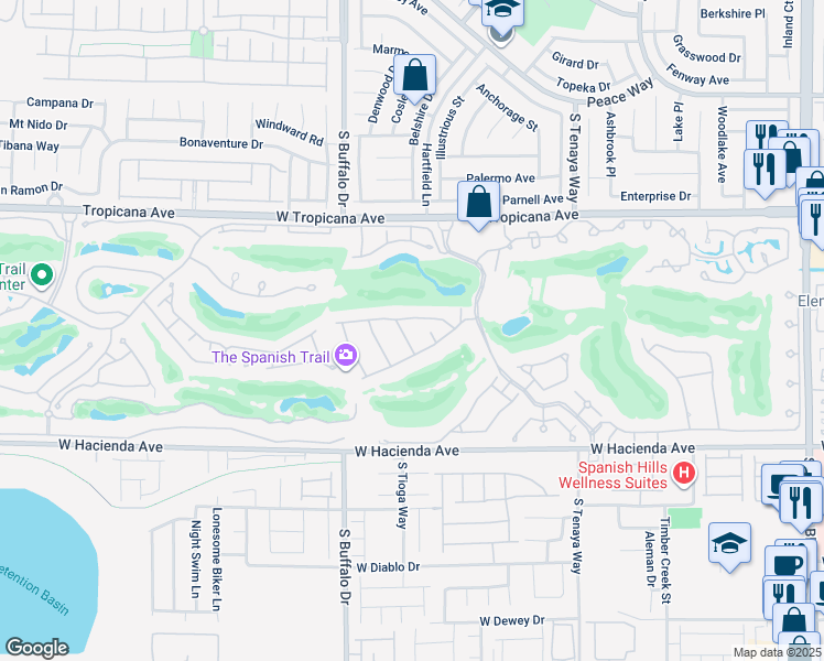 map of restaurants, bars, coffee shops, grocery stores, and more near 5100 Breakers Lane in Las Vegas