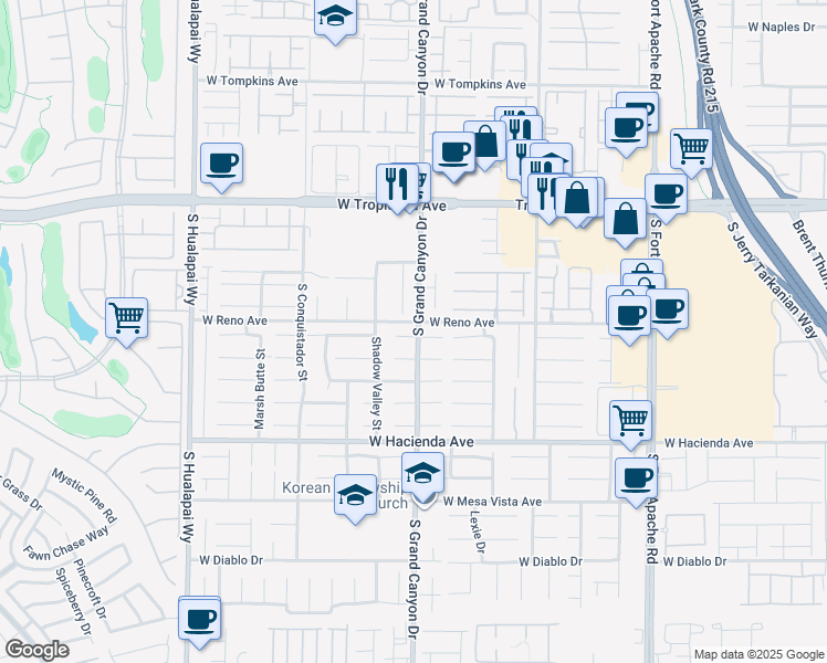 map of restaurants, bars, coffee shops, grocery stores, and more near 9804 Sedona Shrine Avenue in Las Vegas