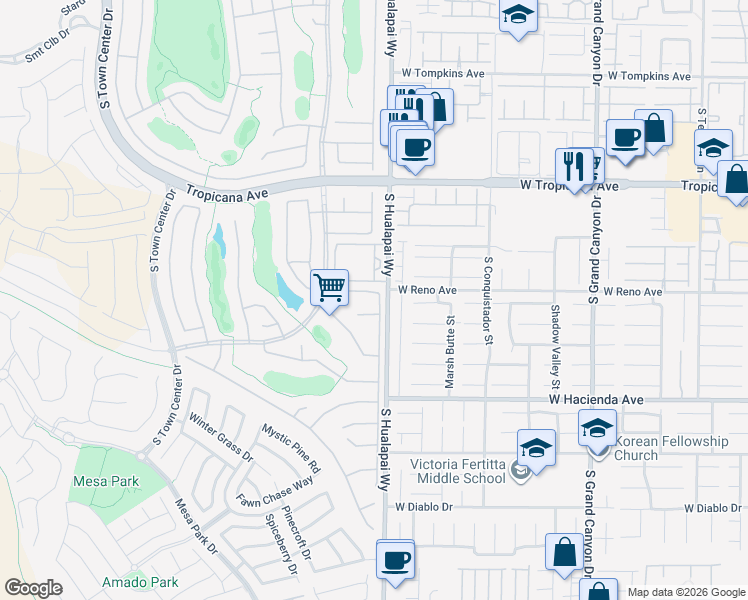 map of restaurants, bars, coffee shops, grocery stores, and more near 5117 Progresso Street in Las Vegas