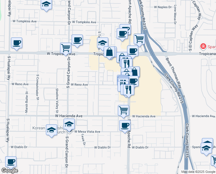 map of restaurants, bars, coffee shops, grocery stores, and more near 9538 Adobe Arch Court in Las Vegas