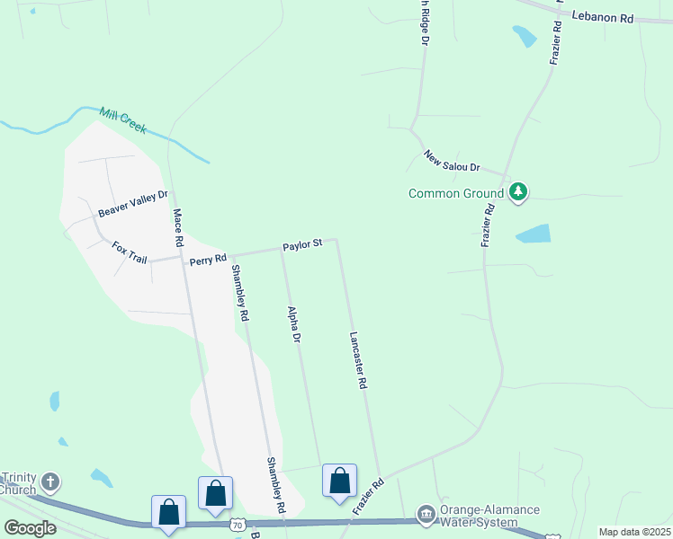 map of restaurants, bars, coffee shops, grocery stores, and more near 612 Lancaster Road in Mebane