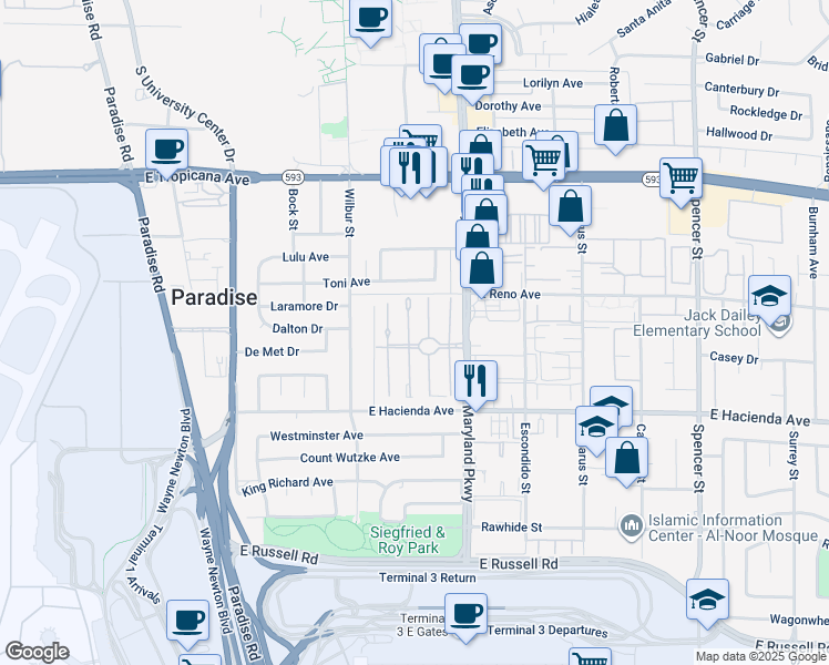 map of restaurants, bars, coffee shops, grocery stores, and more near 5155 Golden Lane in Las Vegas