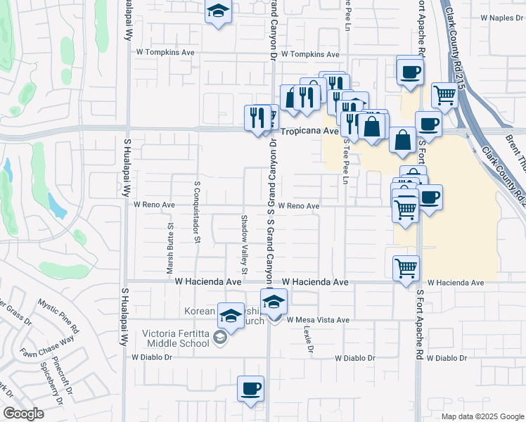 map of restaurants, bars, coffee shops, grocery stores, and more near 9820 Sedona Shrine Avenue in Las Vegas