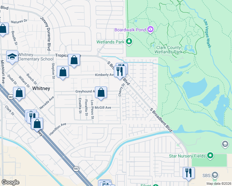 map of restaurants, bars, coffee shops, grocery stores, and more near 6534 Belgrave Hall Lane in Las Vegas