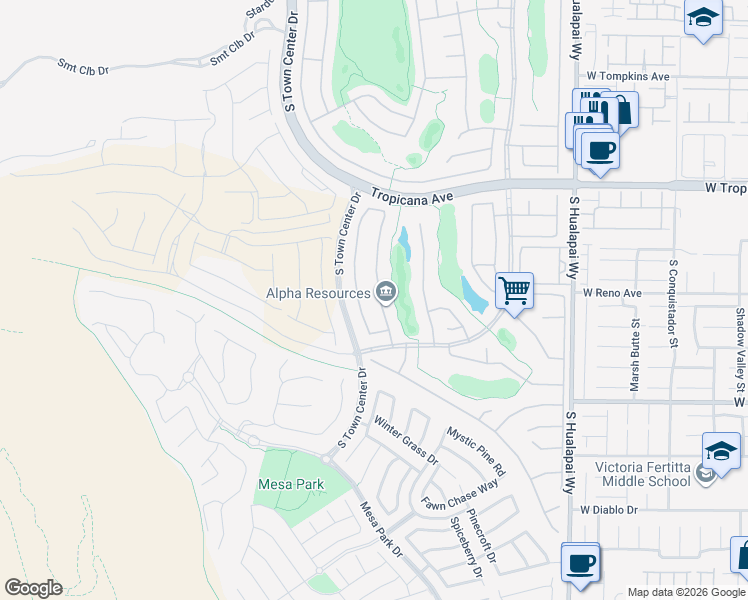 map of restaurants, bars, coffee shops, grocery stores, and more near 5115 Alfingo Street in Las Vegas