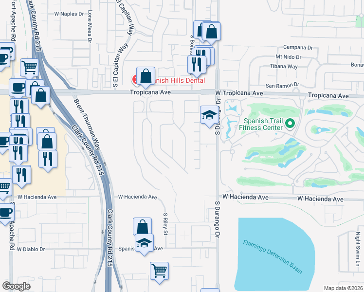 map of restaurants, bars, coffee shops, grocery stores, and more near 5101 Mountain Foliage Dr in Las Vegas