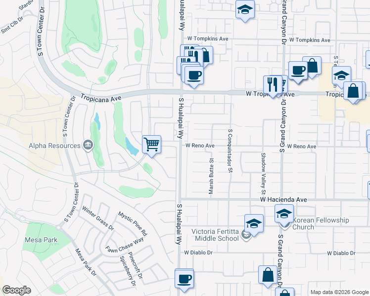map of restaurants, bars, coffee shops, grocery stores, and more near 5117 Fiery Sky Ridge Street in Las Vegas