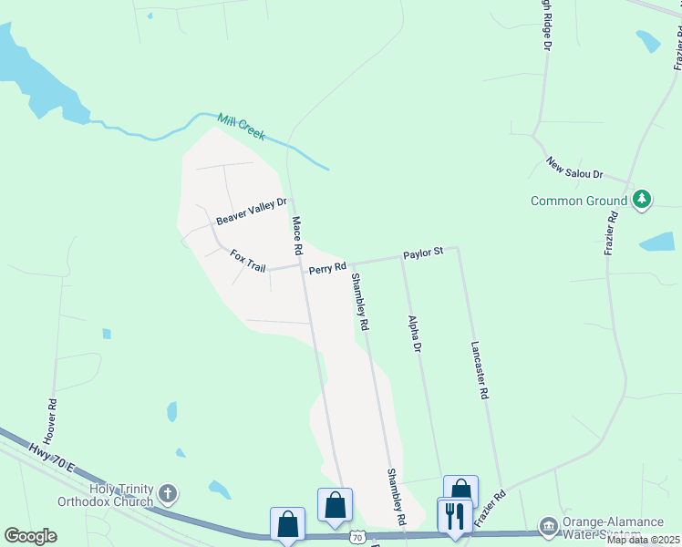 map of restaurants, bars, coffee shops, grocery stores, and more near 6306 Perry Road in Mebane