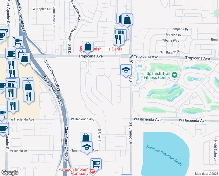 map of restaurants, bars, coffee shops, grocery stores, and more near 5115 Mountain Foliage Drive in Las Vegas