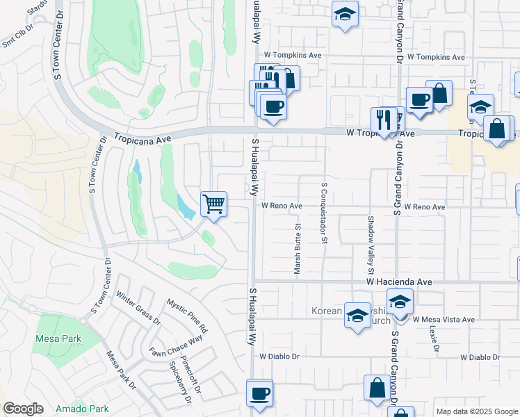 map of restaurants, bars, coffee shops, grocery stores, and more near 5117 Fiery Sky Ridge Street in Las Vegas