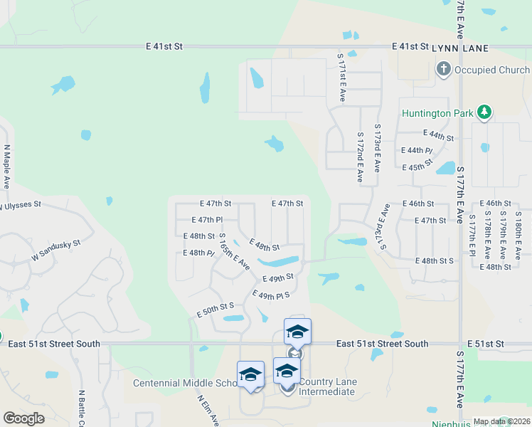 map of restaurants, bars, coffee shops, grocery stores, and more near 4726 South 167th East Avenue in Tulsa