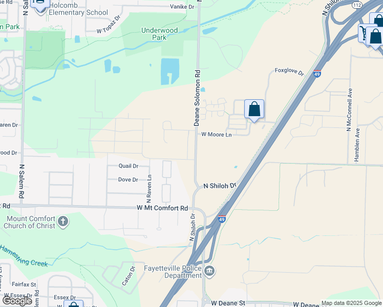 map of restaurants, bars, coffee shops, grocery stores, and more near 2402 Jeremiah Place in Fayetteville
