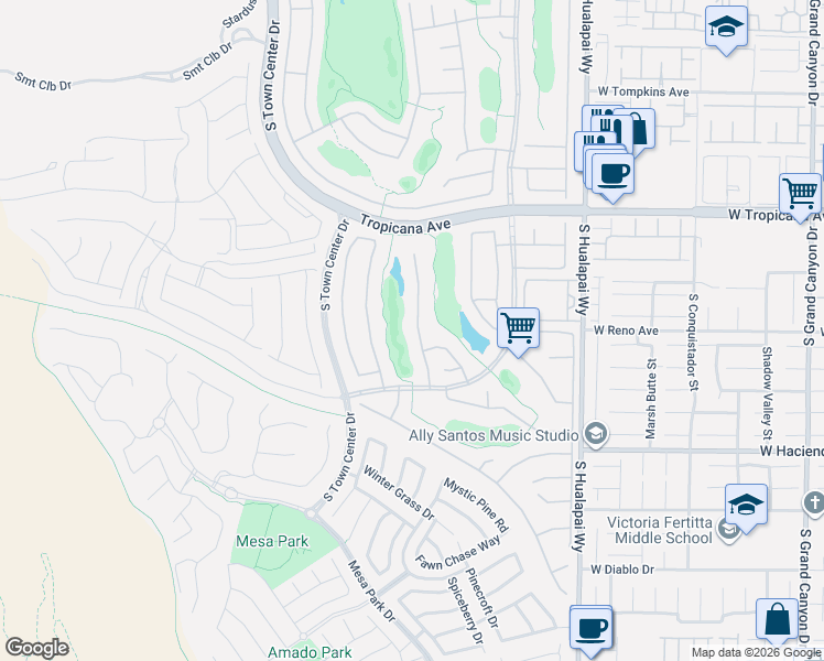 map of restaurants, bars, coffee shops, grocery stores, and more near 5127 Pensier Street in Las Vegas
