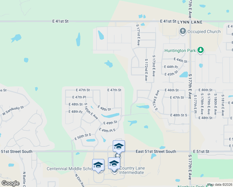 map of restaurants, bars, coffee shops, grocery stores, and more near 4722 South 167th East Place in Tulsa