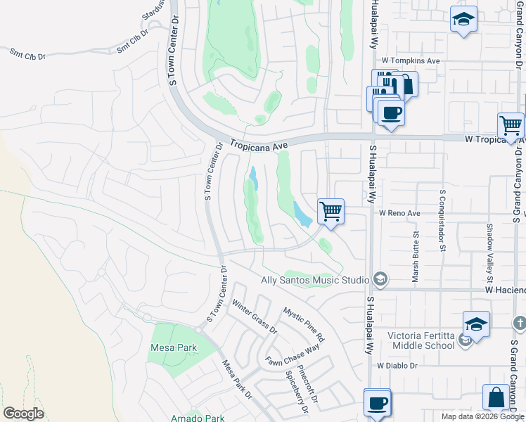 map of restaurants, bars, coffee shops, grocery stores, and more near 5127 Pensier Street in Las Vegas