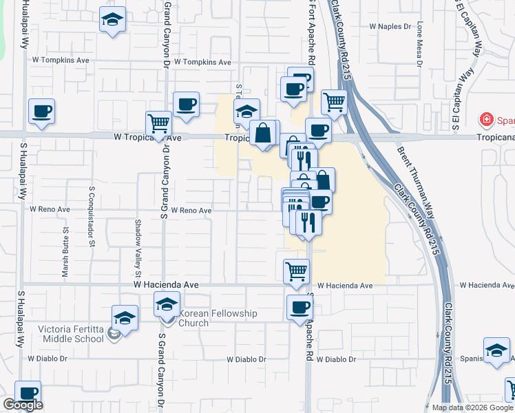 map of restaurants, bars, coffee shops, grocery stores, and more near 9538 Adobe Arch Court in Las Vegas