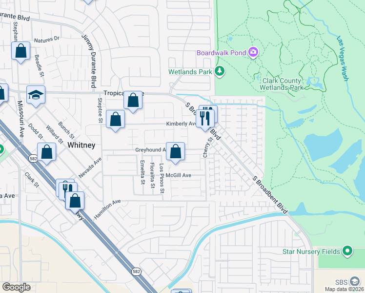 map of restaurants, bars, coffee shops, grocery stores, and more near 6455 Belgrave Hall Lane in Las Vegas
