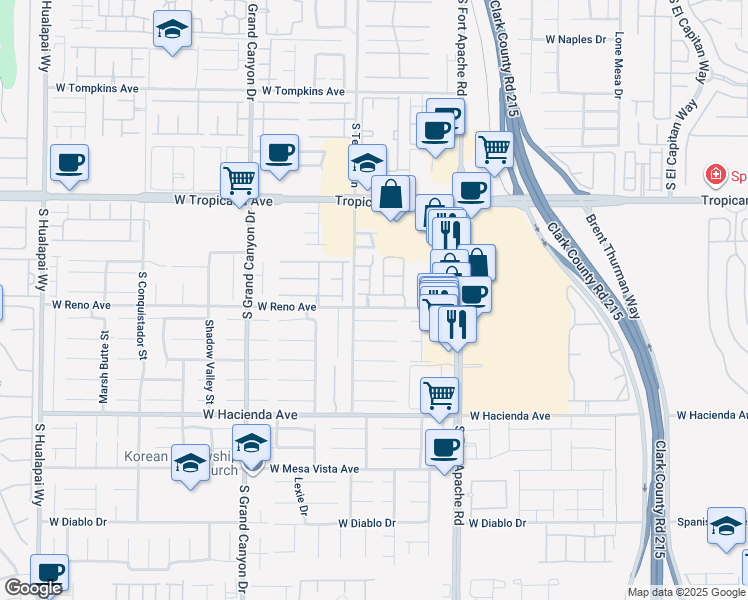 map of restaurants, bars, coffee shops, grocery stores, and more near 9538 Adobe Arch Court in Las Vegas