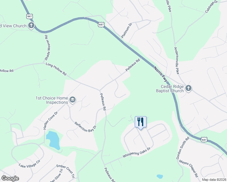 map of restaurants, bars, coffee shops, grocery stores, and more near 3011 Zachary Pointe Lane in Knoxville