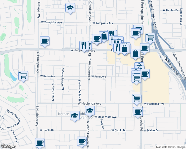 map of restaurants, bars, coffee shops, grocery stores, and more near 9742 Bighorn Island Avenue in Las Vegas