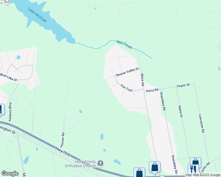 map of restaurants, bars, coffee shops, grocery stores, and more near 1020 Toad Hollow Lane in Mebane