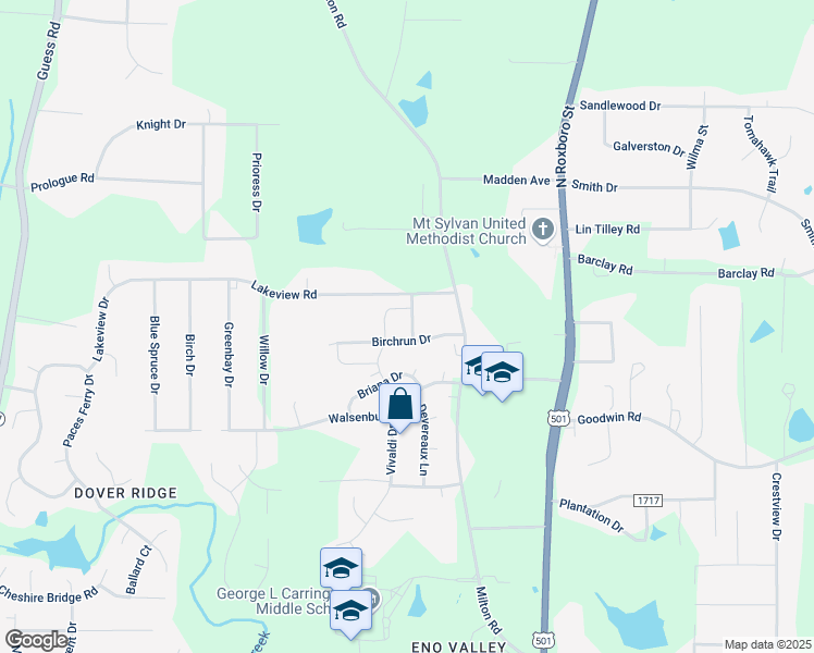 map of restaurants, bars, coffee shops, grocery stores, and more near 807 Amaryllis Lane in Durham