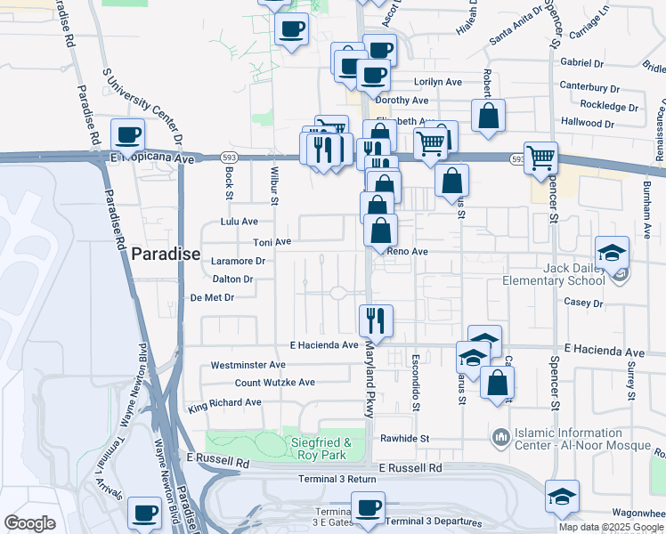 map of restaurants, bars, coffee shops, grocery stores, and more near 5155 Golden Lane in Las Vegas