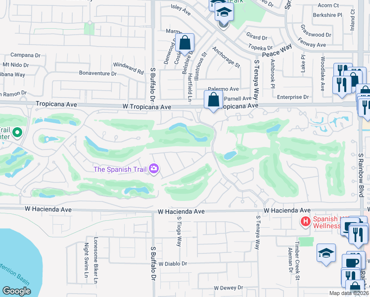 map of restaurants, bars, coffee shops, grocery stores, and more near 5100 Breakers Lane in Las Vegas