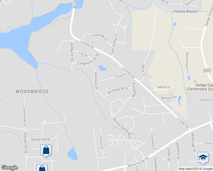 map of restaurants, bars, coffee shops, grocery stores, and more near 4550 Pickney Court Southeast in Kernersville