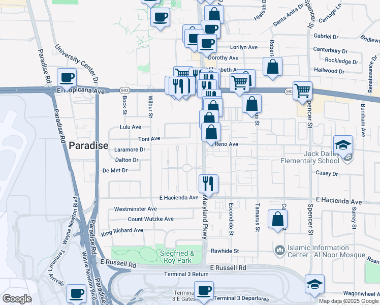 map of restaurants, bars, coffee shops, grocery stores, and more near 5126 Golden Lane in Las Vegas
