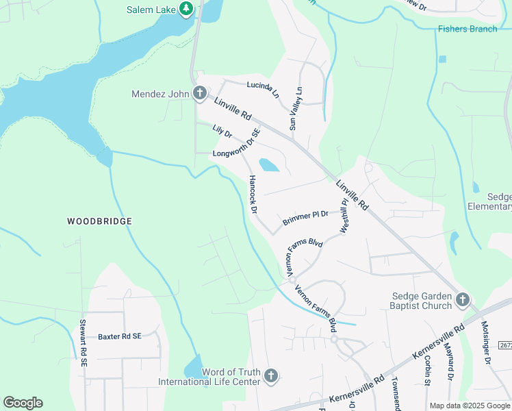 map of restaurants, bars, coffee shops, grocery stores, and more near 419 Hancock Drive in Kernersville