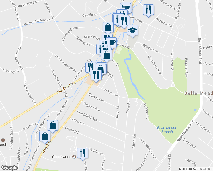 map of restaurants, bars, coffee shops, grocery stores, and more near 6014 Don Allen Rd in Nashville
