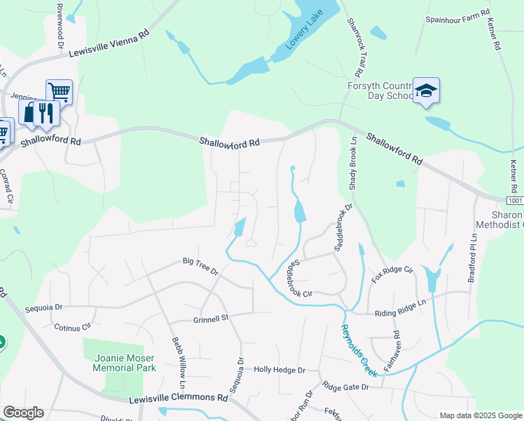map of restaurants, bars, coffee shops, grocery stores, and more near 211 Shallowford Reserve Drive in Lewisville