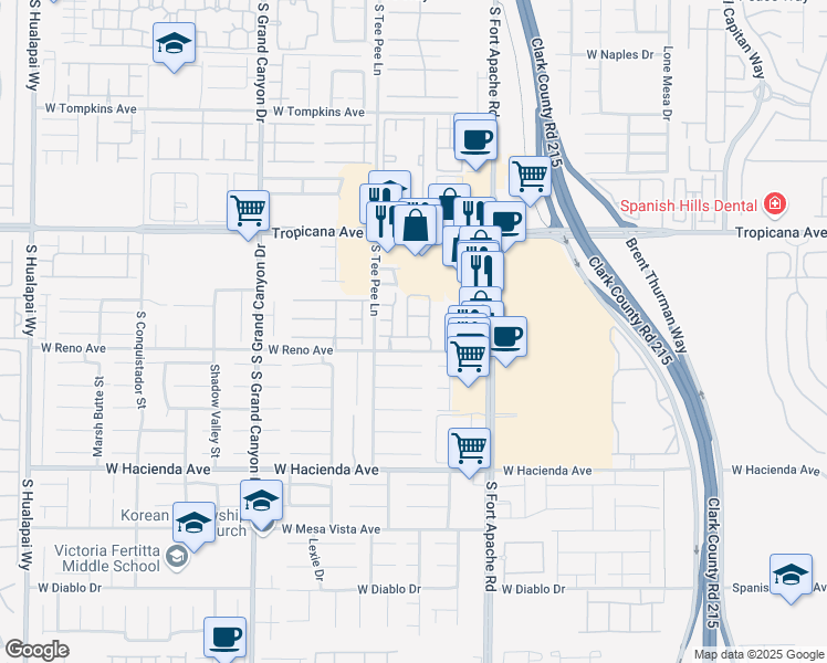 map of restaurants, bars, coffee shops, grocery stores, and more near 9580 West Reno Avenue in Las Vegas